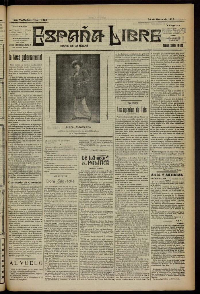Miniatura de España Libre : Diario de la noche del 16 de marzo de 1915, nº 1262