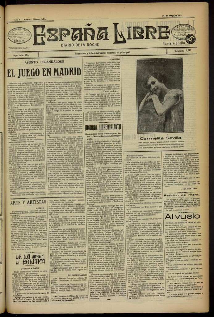 Miniatura de España Libre : Diario de la noche del 24 de mayo de 1915, nº 1314