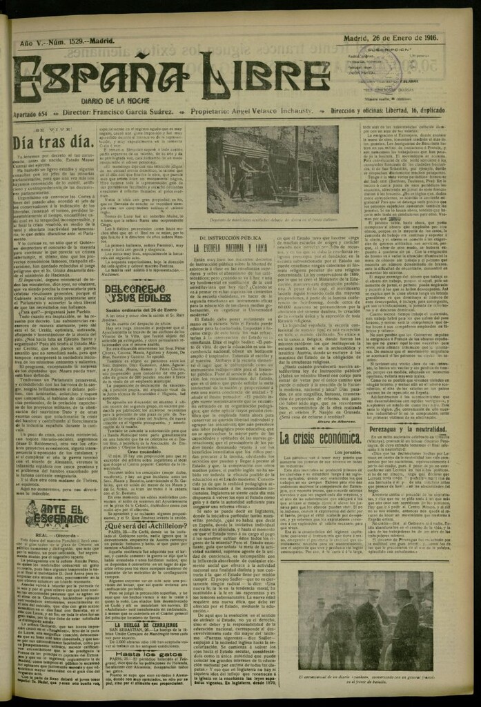 Miniatura de España Libre : Diario de la noche del 26 de enero de 1916, nº 1529