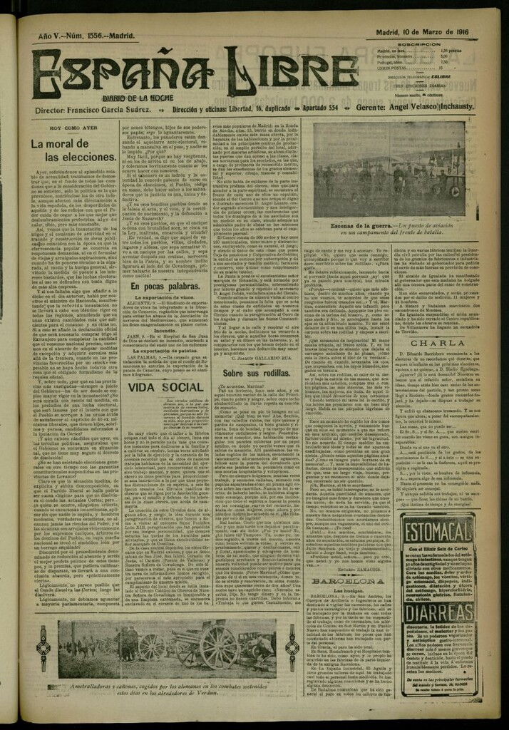 Miniatura de España Libre : Diario de la noche del 10 de marzo de 1916, nº 1556