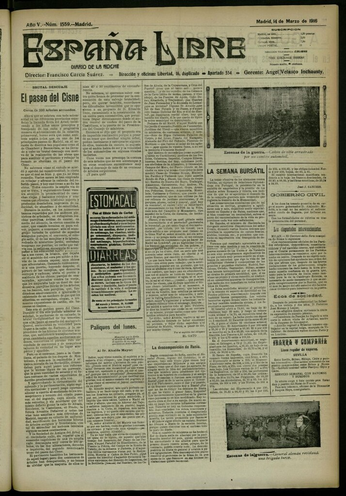 Miniatura de España Libre : Diario de la noche del 14 de marzo de 1916, nº 1559