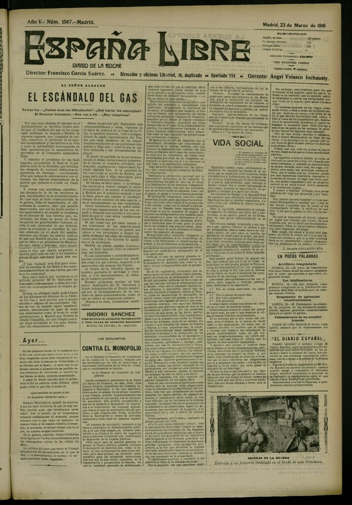 Miniatura de España Libre : Diario de la noche del 23 de marzo de 1916, nº 1567