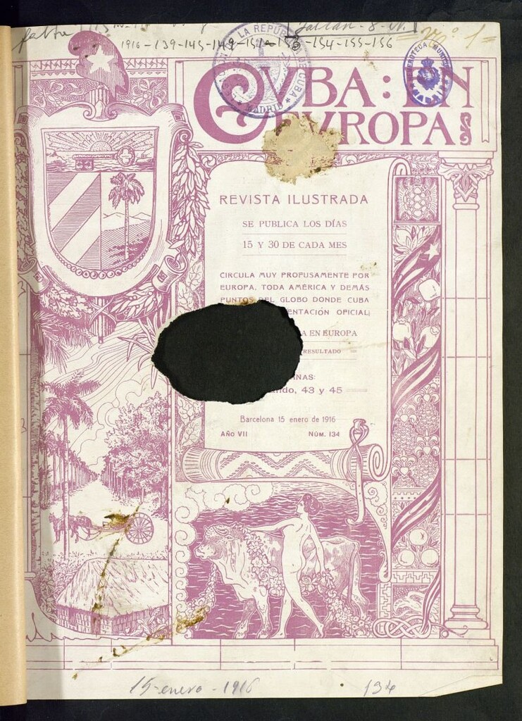 Miniatura de Cuba en Europa : revista quincenal ilustrada del 15 de enero de 1916