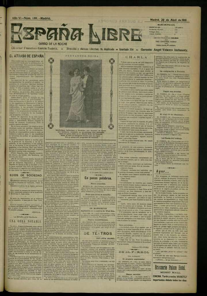 Miniatura de España Libre : Diario de la noche del 29 de abril de 1916, nº 1611
