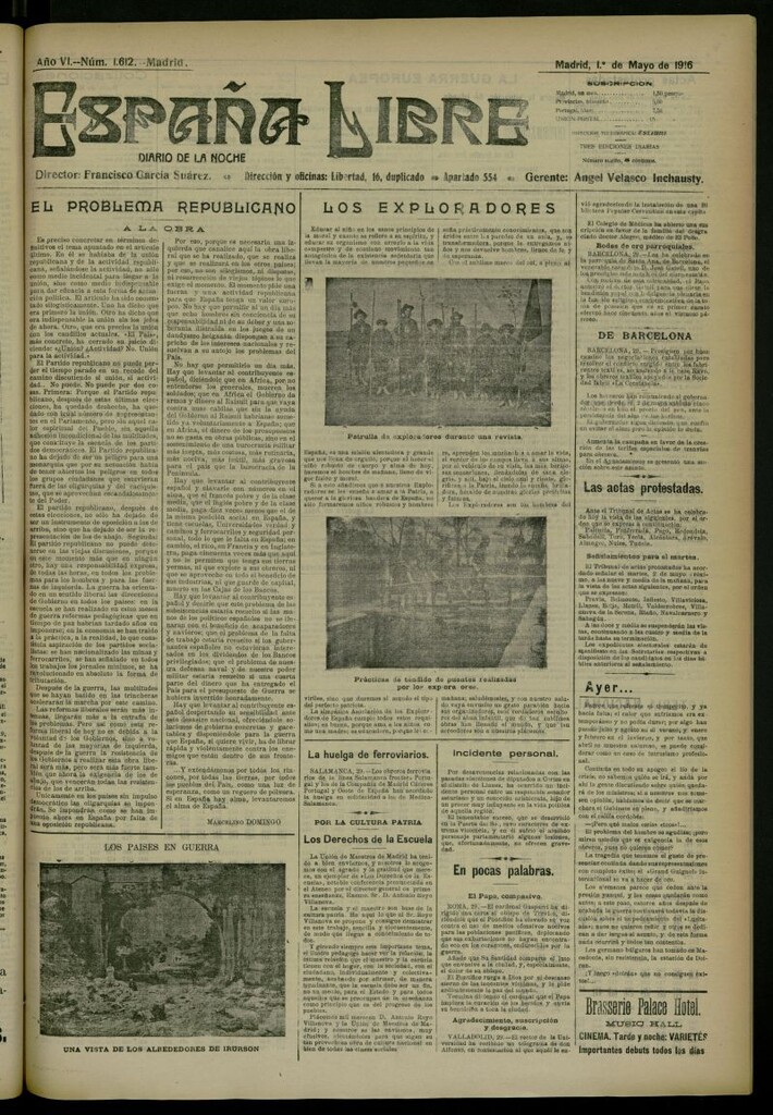 Miniatura de España Libre : Diario de la noche del 1 de mayo de 1916, nº 1612