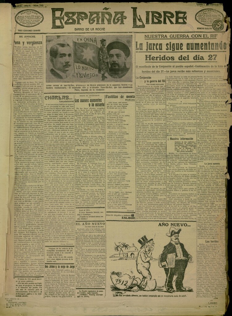 Miniatura de España Libre : Diario de la noche del 1 de enero de 1912, nº 242