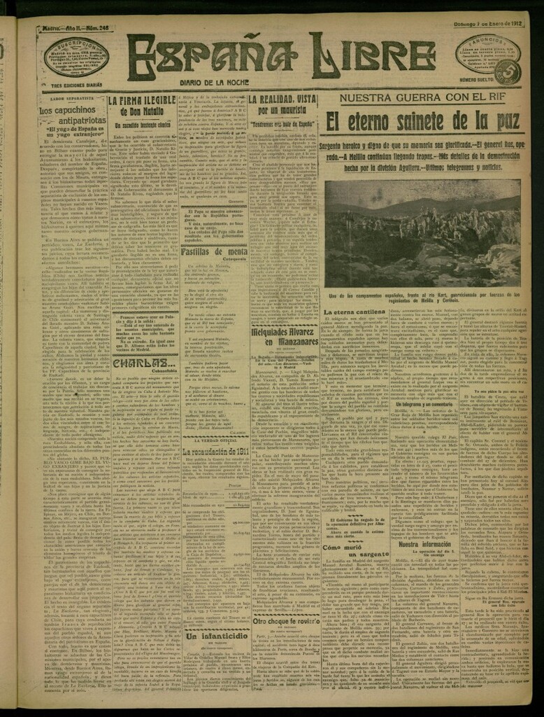 Miniatura de España Libre : Diario de la noche del 7 de enero de 1912, nº 248