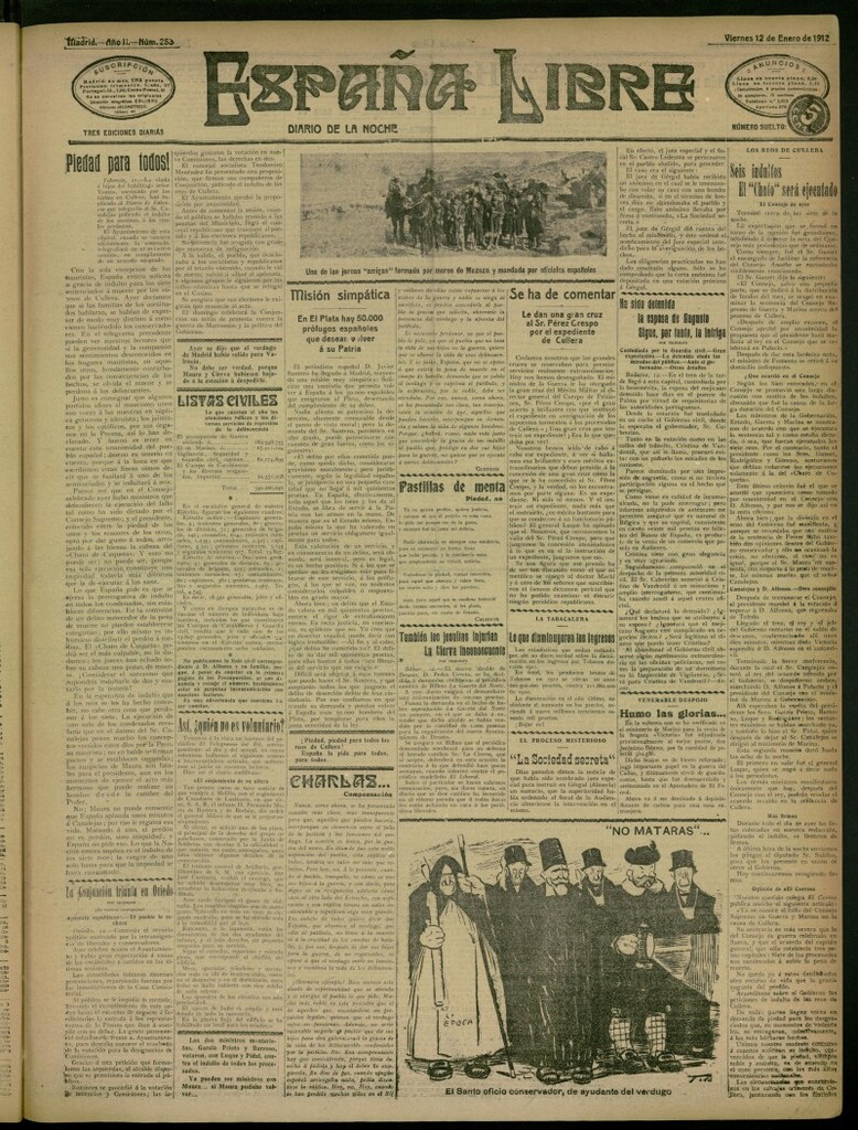 Miniatura de España Libre : Diario de la noche del 12 de enero de 1912, nº 253
