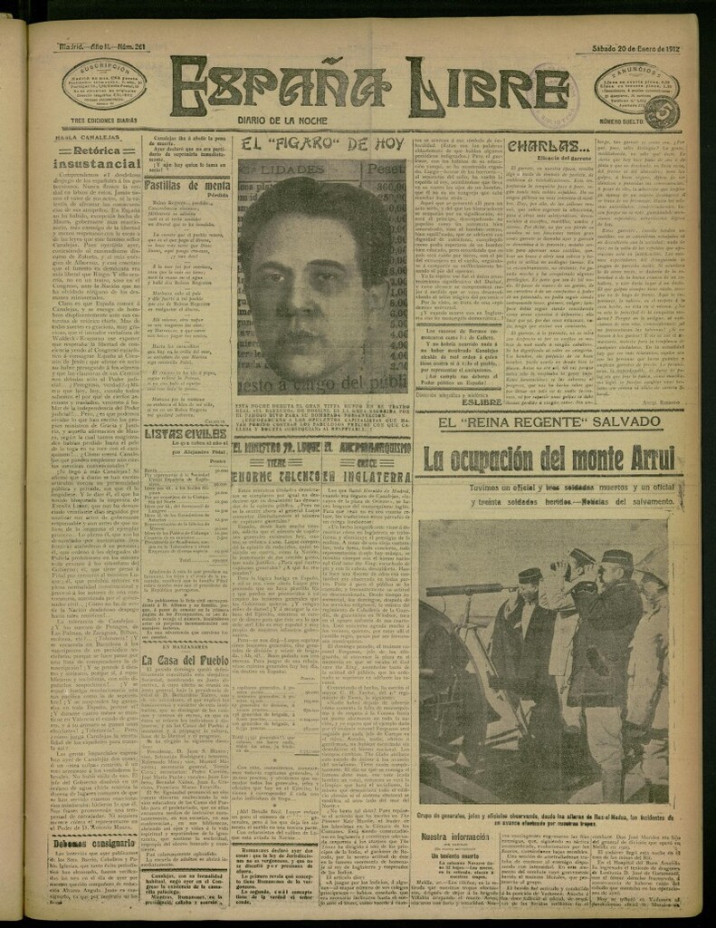 Miniatura de España Libre : Diario de la noche del 20 de enero de 1912, nº 261