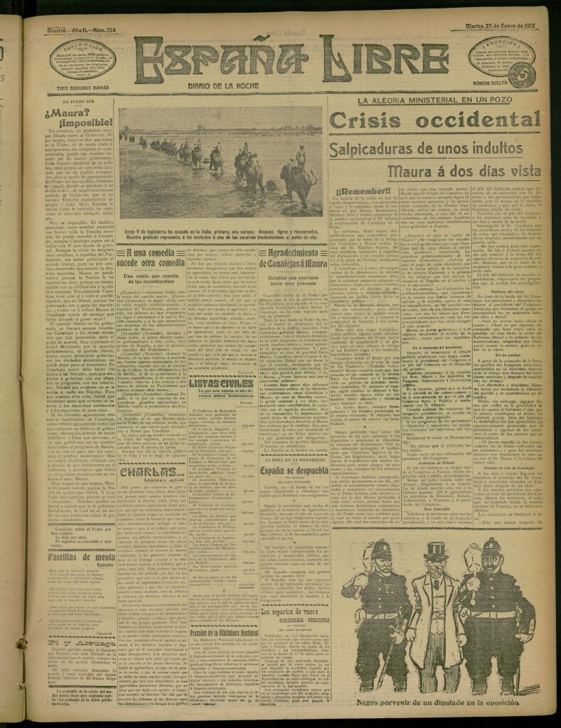 Miniatura de España Libre : Diario de la noche del 23 de enero de 1912, nº 264