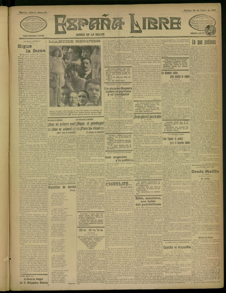 Miniatura de España Libre : Diario de la noche del 26 de enero de 1912, nº 267