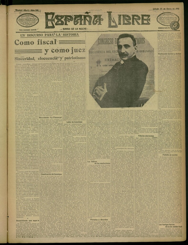 Miniatura de España Libre : Diario de la noche del 27 de enero de 1912, nº 268