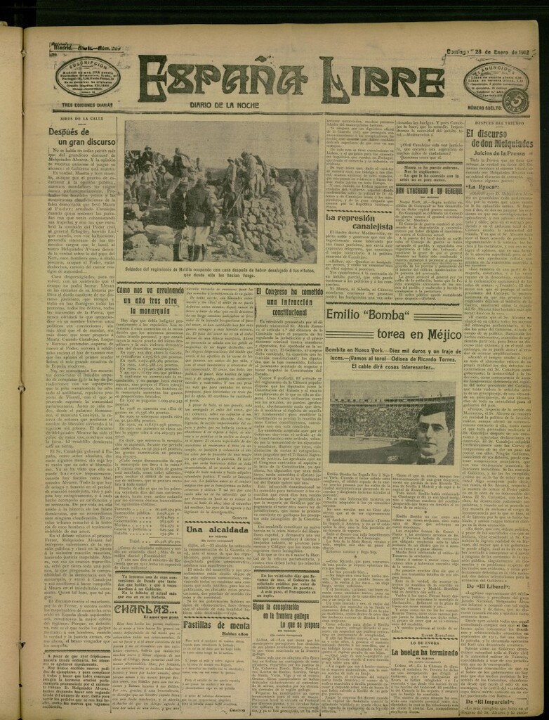 Miniatura de España Libre : Diario de la noche del 28 de enero de 1912, nº 269
