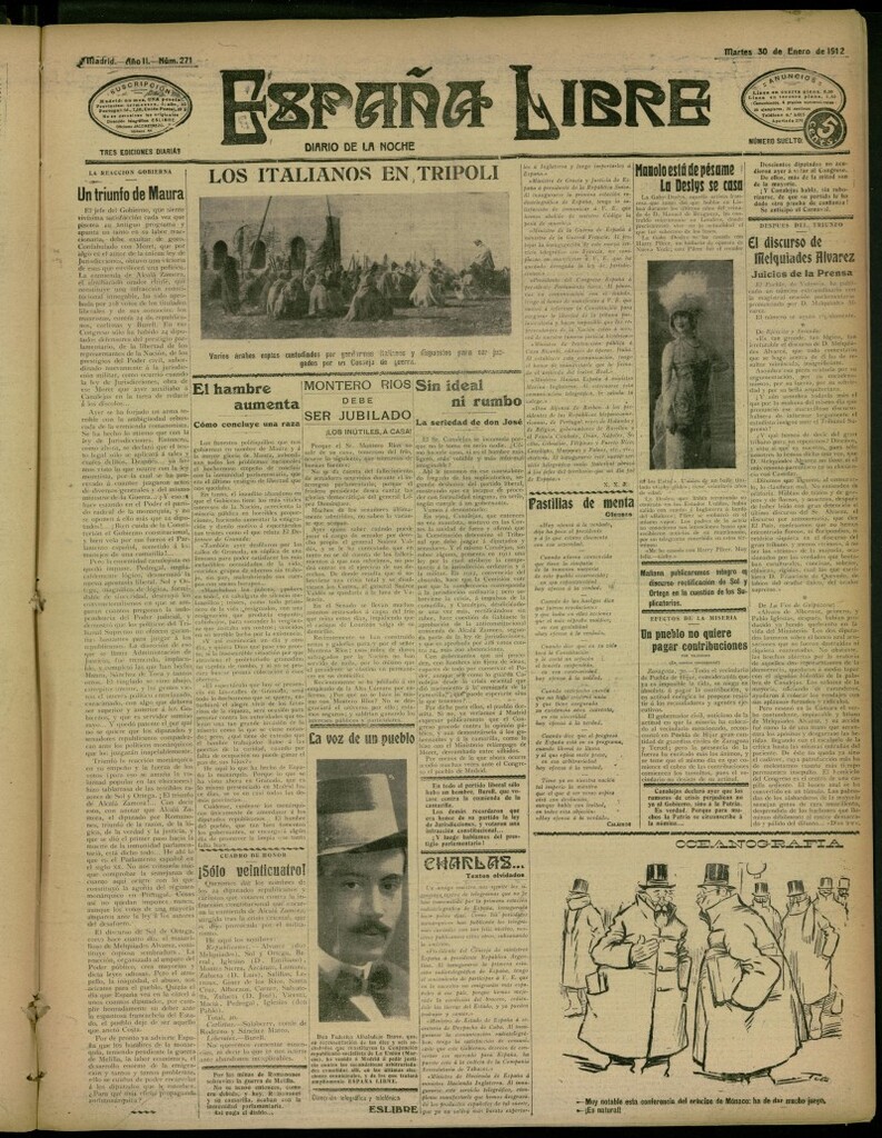Miniatura de España Libre : Diario de la noche del 30 de enero de 1912, nº 271