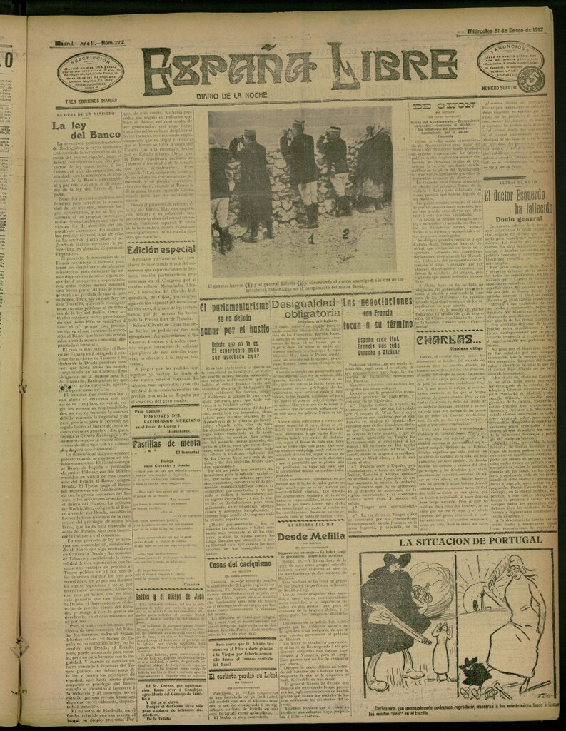 Miniatura de España Libre : Diario de la noche del 31 de enero de 1912, nº 272