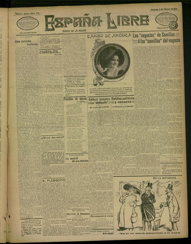 Miniatura de España Libre : Diario de la noche del 4 de febrero de 1912, nº 276