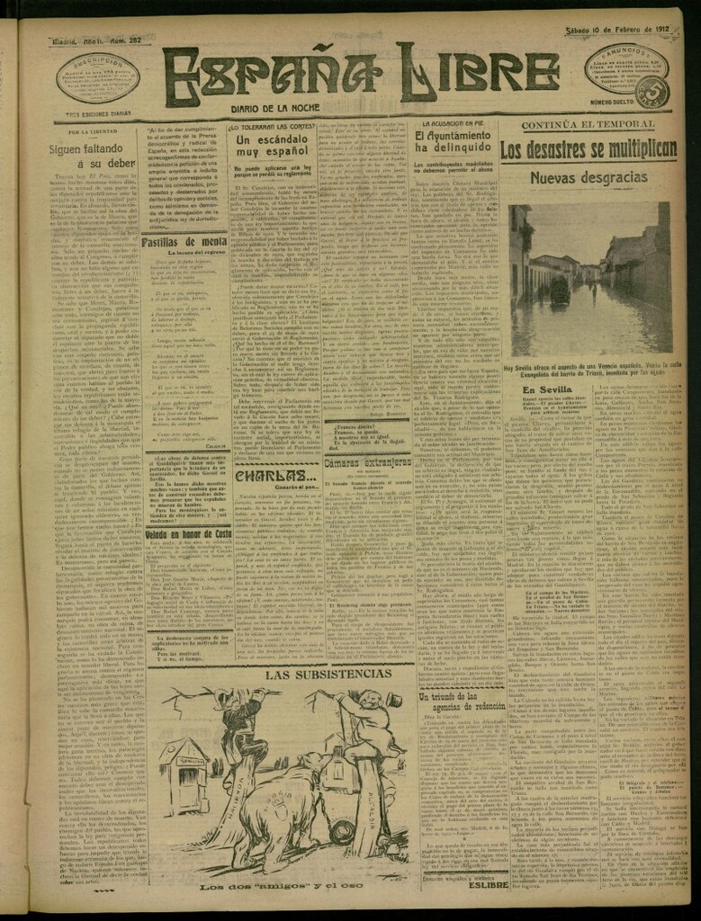 Miniatura de España Libre : Diario de la noche del 10 de febrero de 1912, nº 282