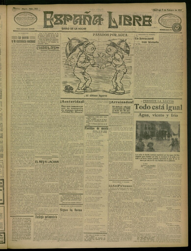 Miniatura de España Libre : Diario de la noche del 11 de febrero de 1912, nº 283