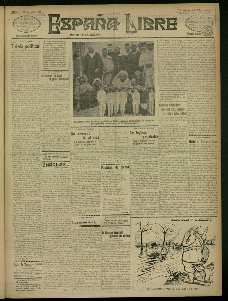 Miniatura de España Libre : Diario de la noche del 14 de febrero de 1912, nº 235 [sic]