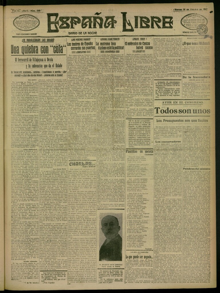 Miniatura de España Libre : Diario de la noche del 16 de febrero de 1912, nº 288