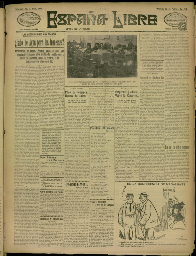 Miniatura de España Libre : Diario de la noche del 23 de febrero de 1912, nº 295