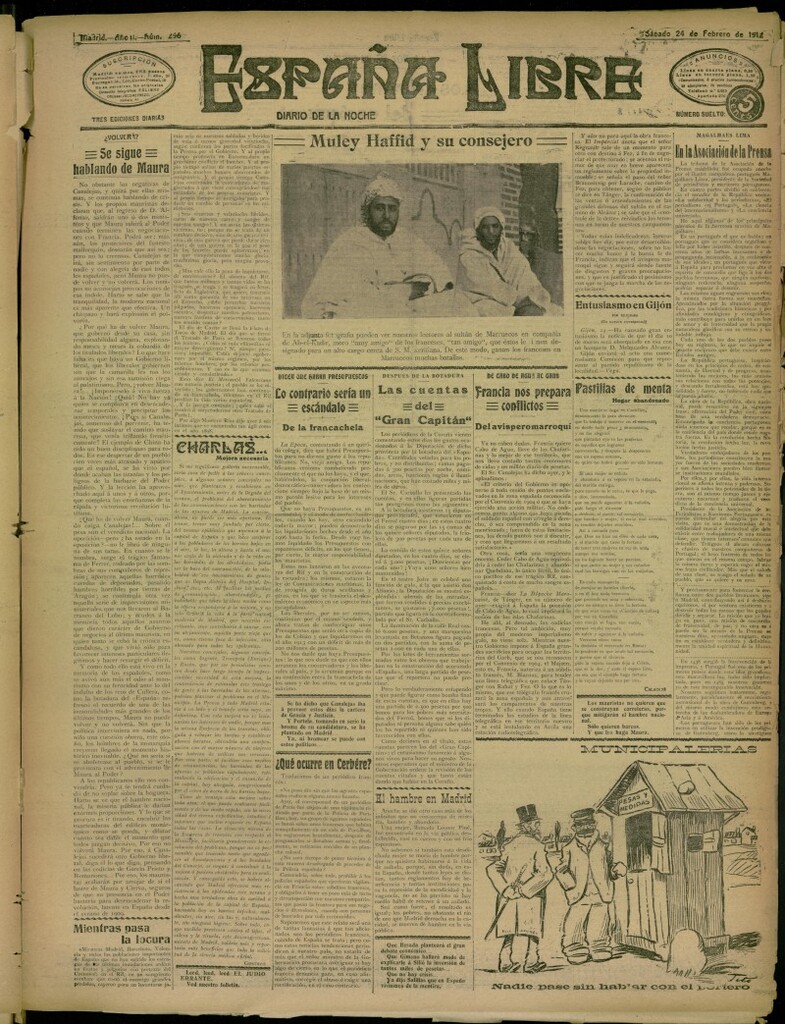 Miniatura de España Libre : Diario de la noche del 24 de febrero de 1912, nº 296