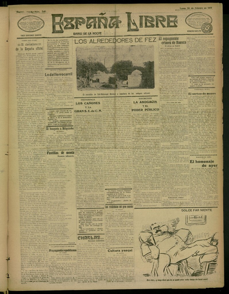 Miniatura de España Libre : Diario de la noche del 26 de febrero de 1912, nº 298