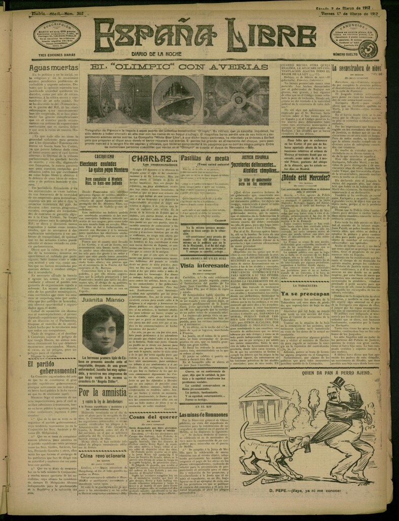 Miniatura de España Libre : Diario de la noche del 1 de marzo de 1912, nº 302