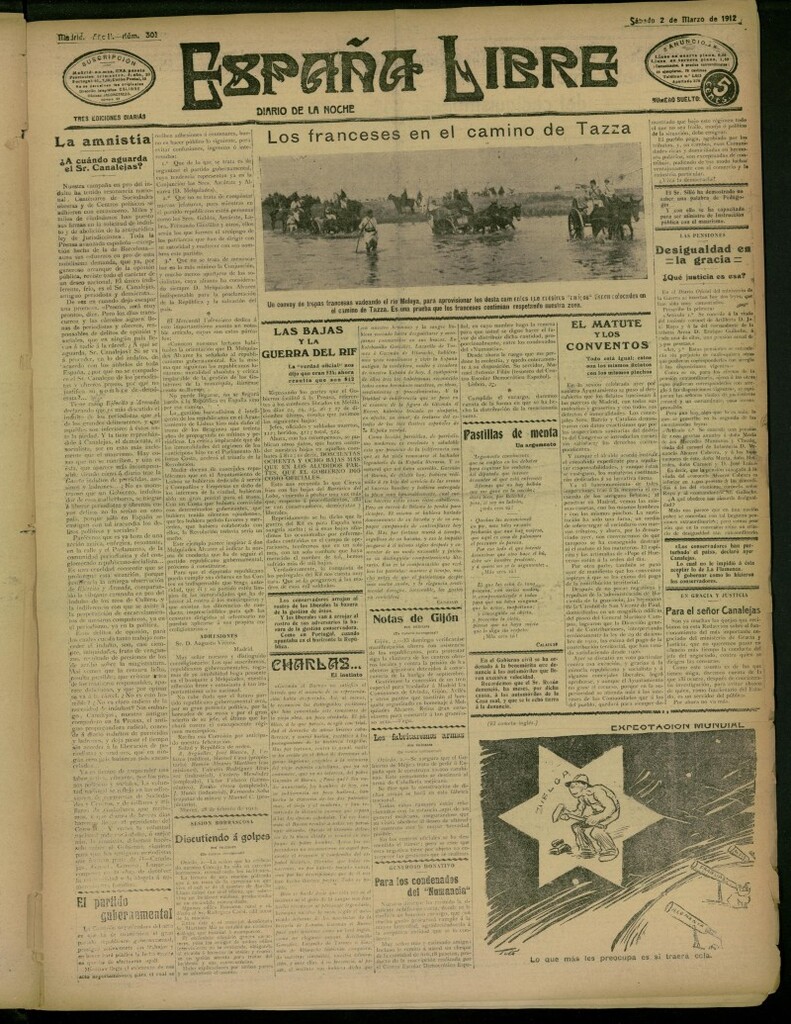 Miniatura de España Libre : Diario de la noche del 2 de marzo de 1912, nº 303