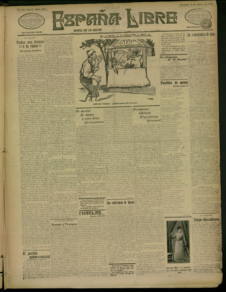 Miniatura de España Libre : Diario de la noche del 3 de marzo de 1912, nº 304