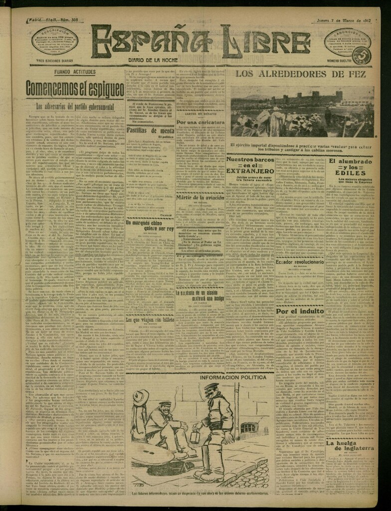 Miniatura de España Libre : Diario de la noche del 7 de marzo de 1912, nº 308