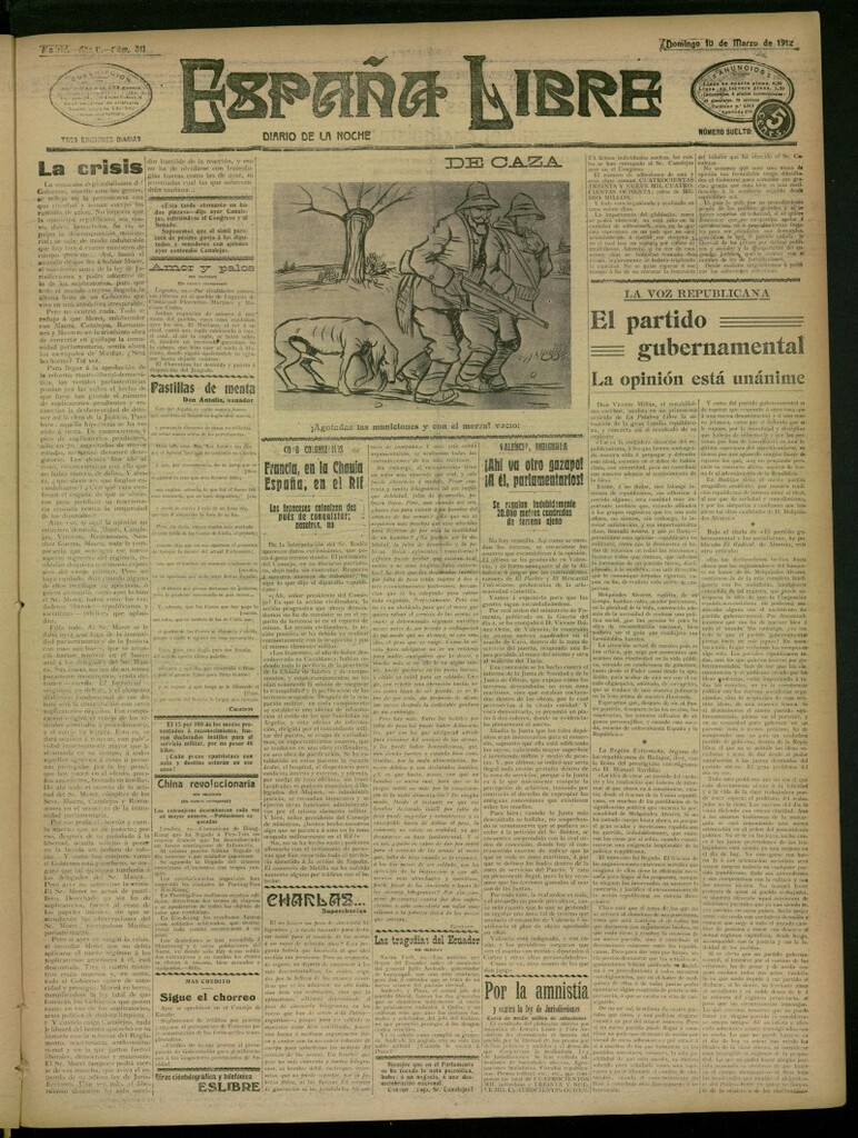 Miniatura de España Libre : Diario de la noche del 10 de marzo de 1912, nº 311