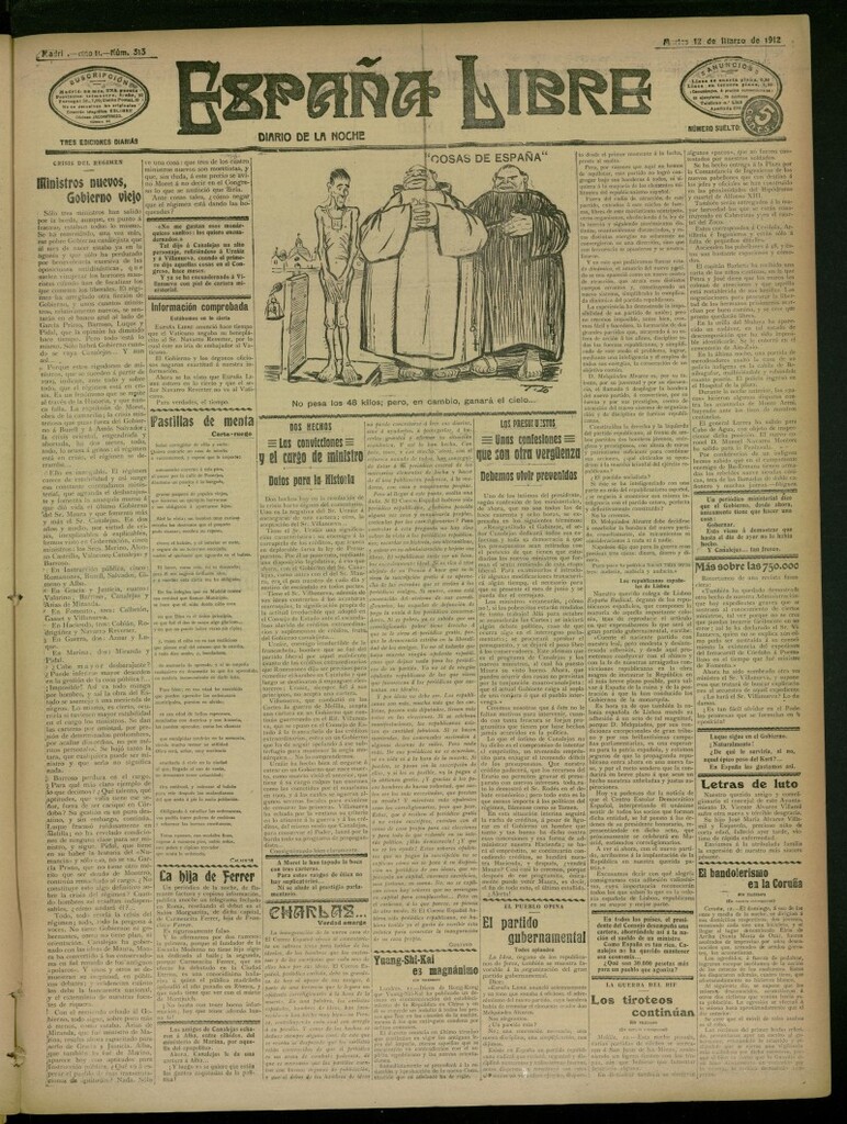 Miniatura de España Libre : Diario de la noche del 12 de marzo de 1912, nº 313