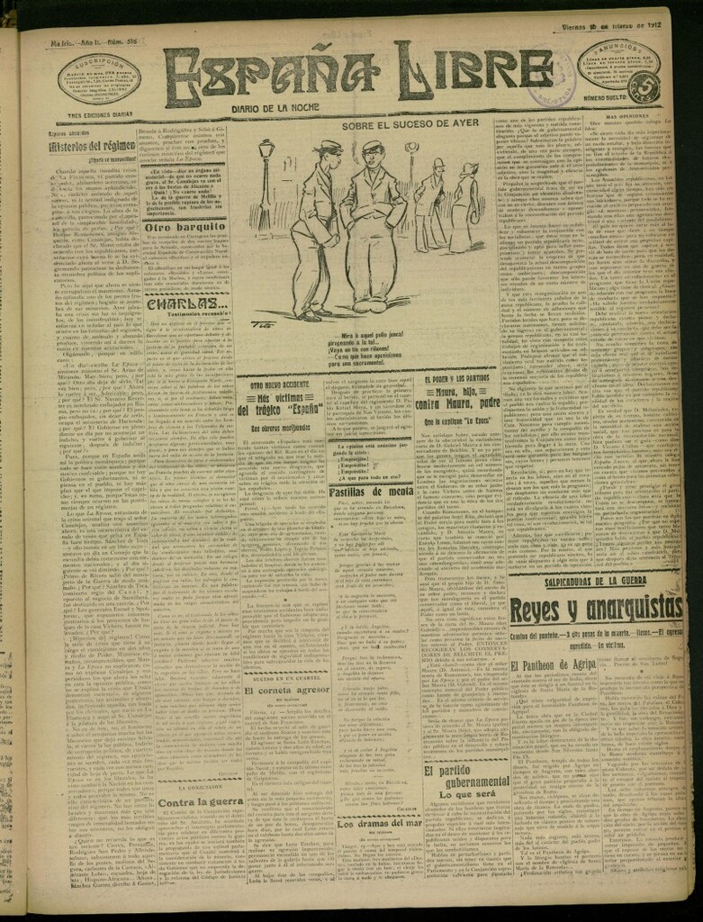 Miniatura de España Libre : Diario de la noche del 15 de marzo de 1912, nº 316