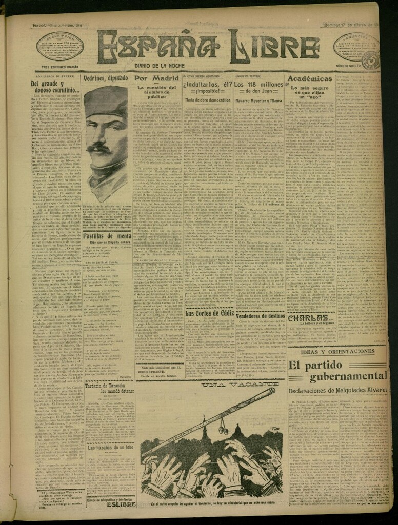 Miniatura de España Libre : Diario de la noche del 17 de marzo de 1912, nº 318