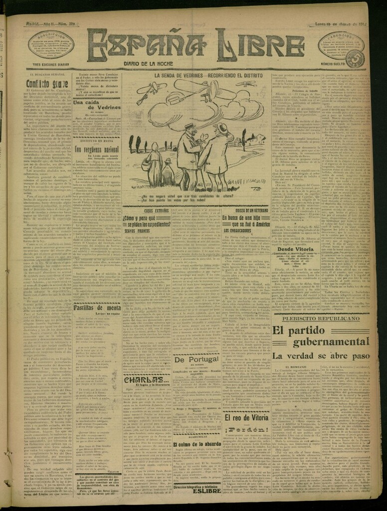 Miniatura de España Libre : Diario de la noche del 18 de marzo de 1912, nº 319