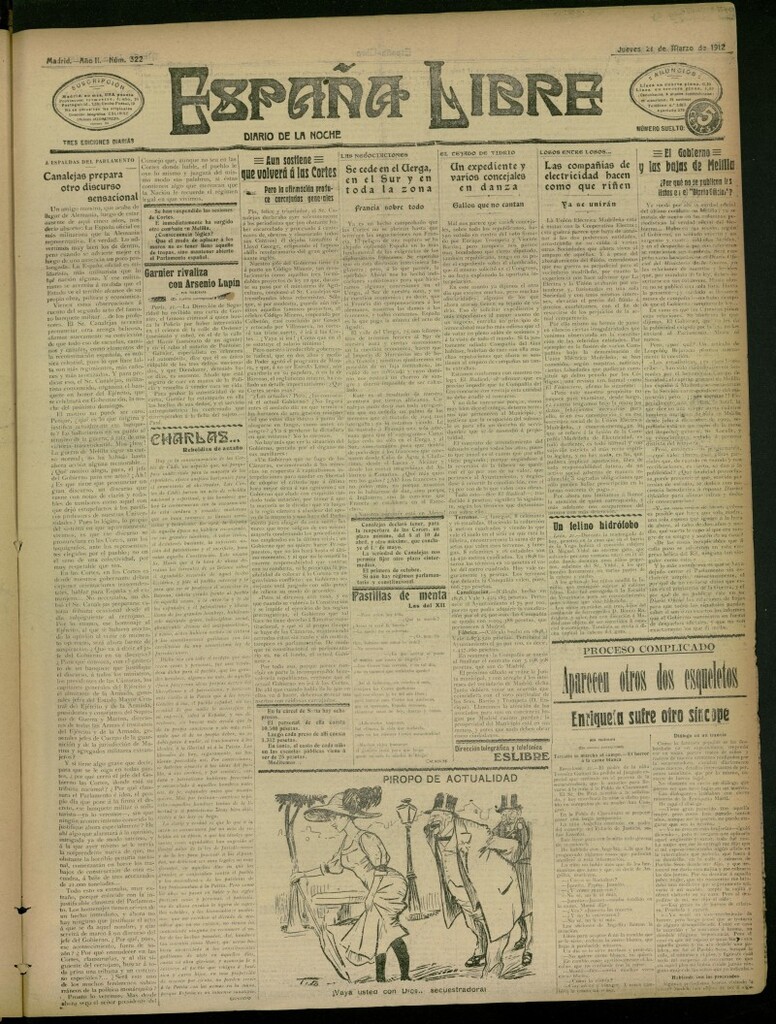Miniatura de España Libre : Diario de la noche del 21 de marzo de 1912, nº 322