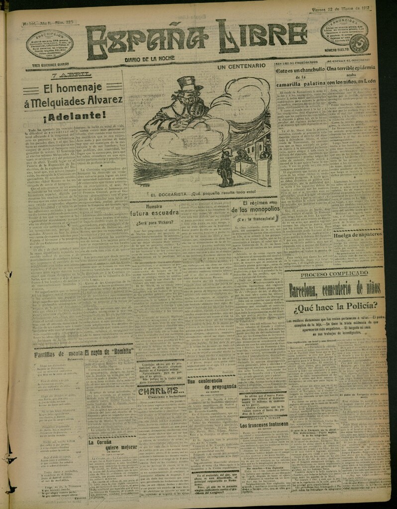 Miniatura de España Libre : Diario de la noche del 22 de marzo de 1912, nº 323