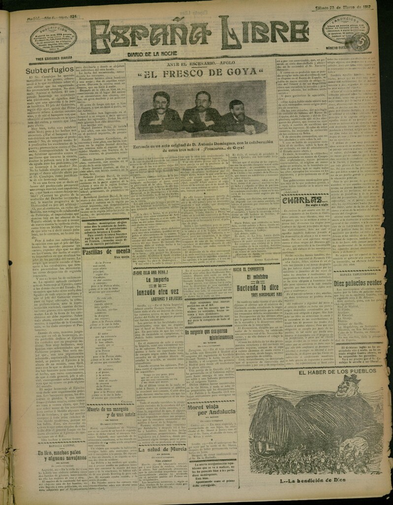 Miniatura de España Libre : Diario de la noche del 23 de marzo de 1912, nº 324