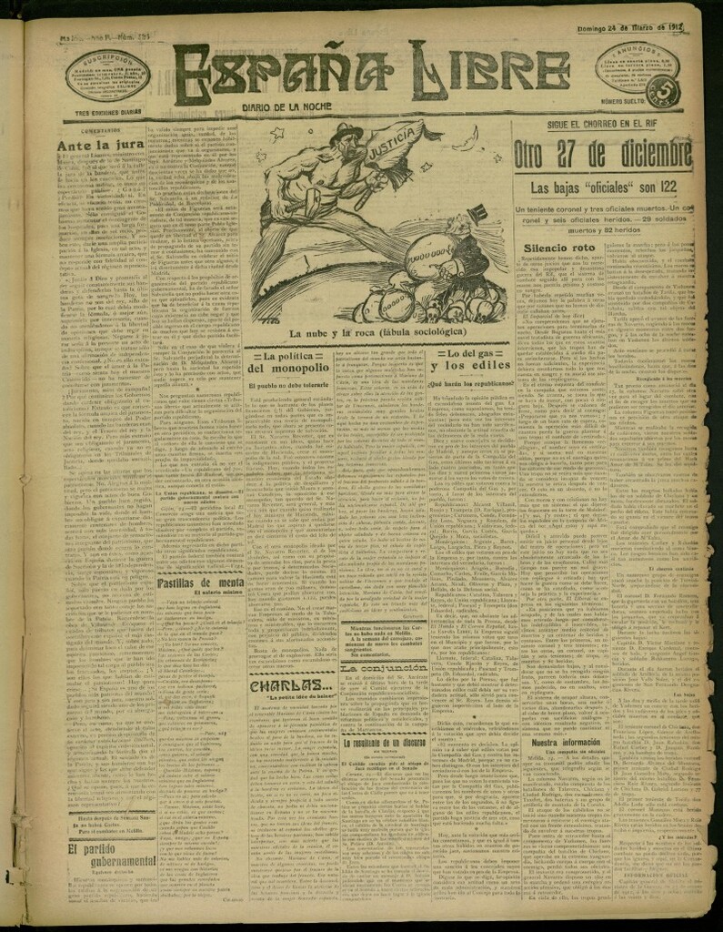 Miniatura de España Libre : Diario de la noche del 24 de marzo de 1912, nº 325
