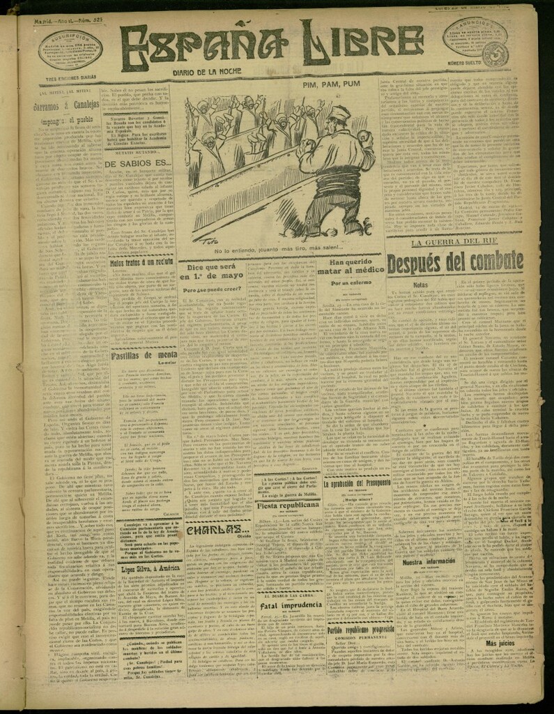 Miniatura de España Libre : Diario de la noche del 25 de marzo de 1912, nº 326