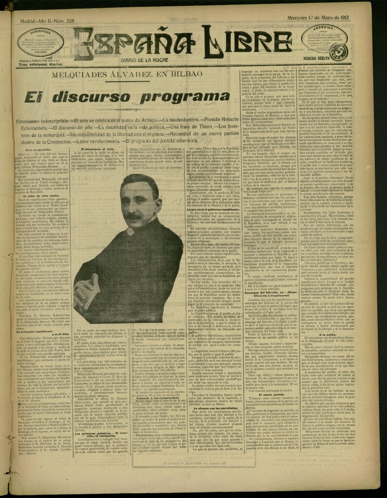 Miniatura de España Libre : Diario de la noche del 1 de mayo de 1912, nº 328