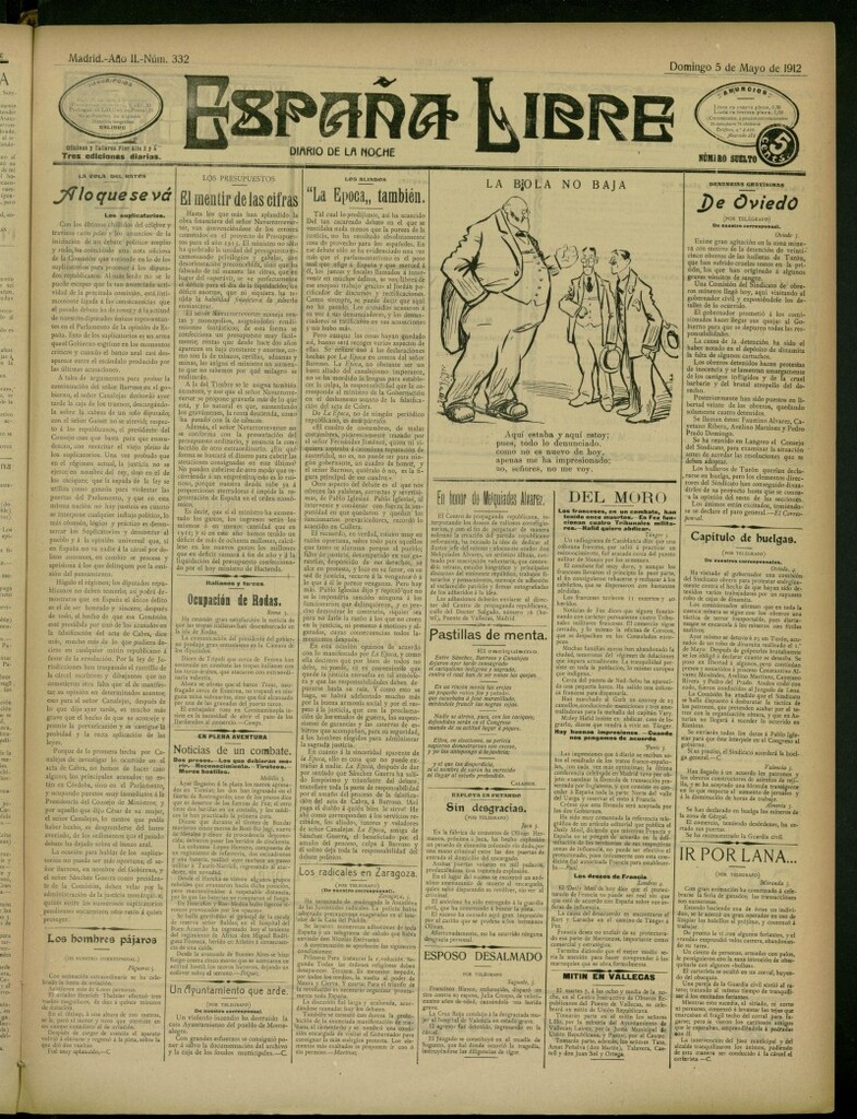 Miniatura de España Libre : Diario de la noche del 5 de mayo de 1912, nº 332