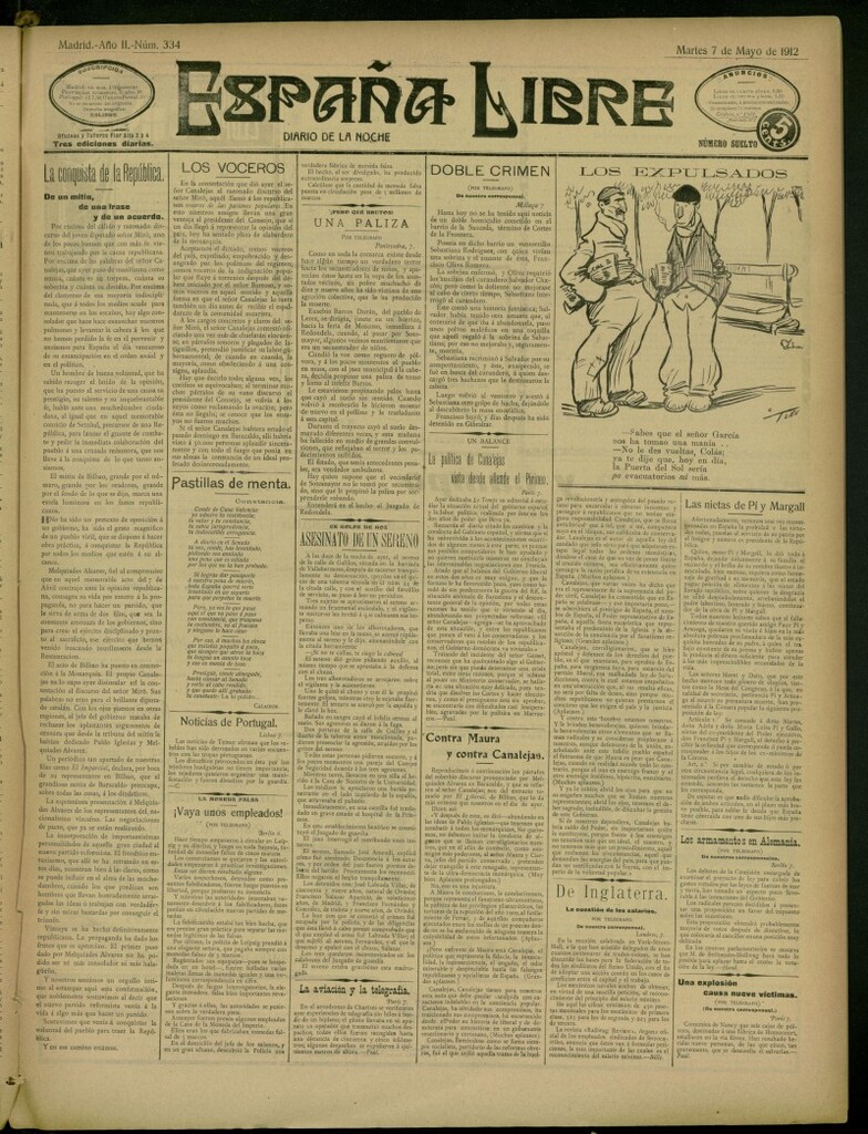 Miniatura de España Libre : Diario de la noche del 7 de mayo de 1912, nº 334