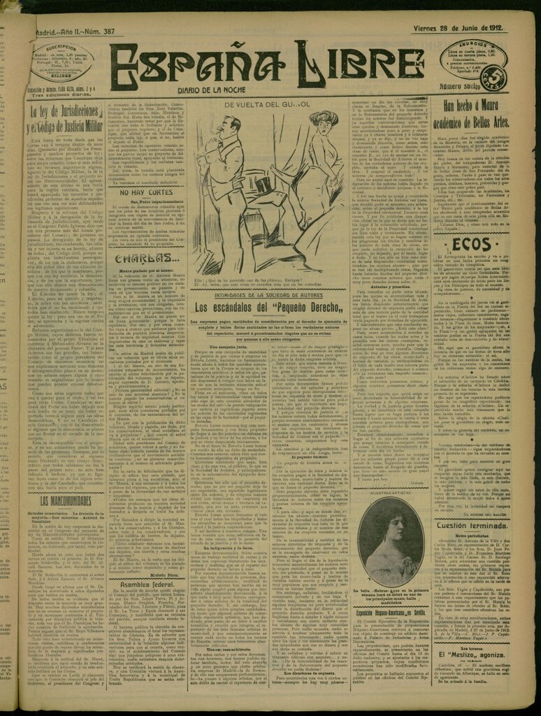 Miniatura de España Libre : Diario de la noche del 28 de junio de 1912, nº 387