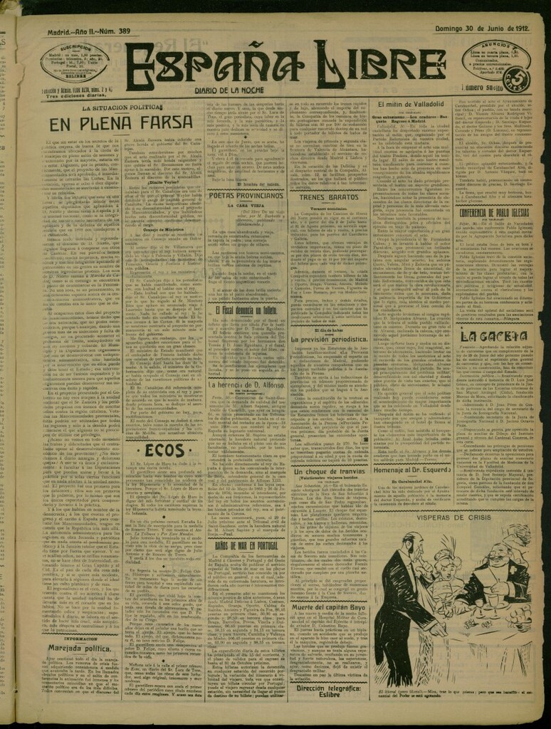 Miniatura de España Libre : Diario de la noche del 30 de junio de 1912, nº 389