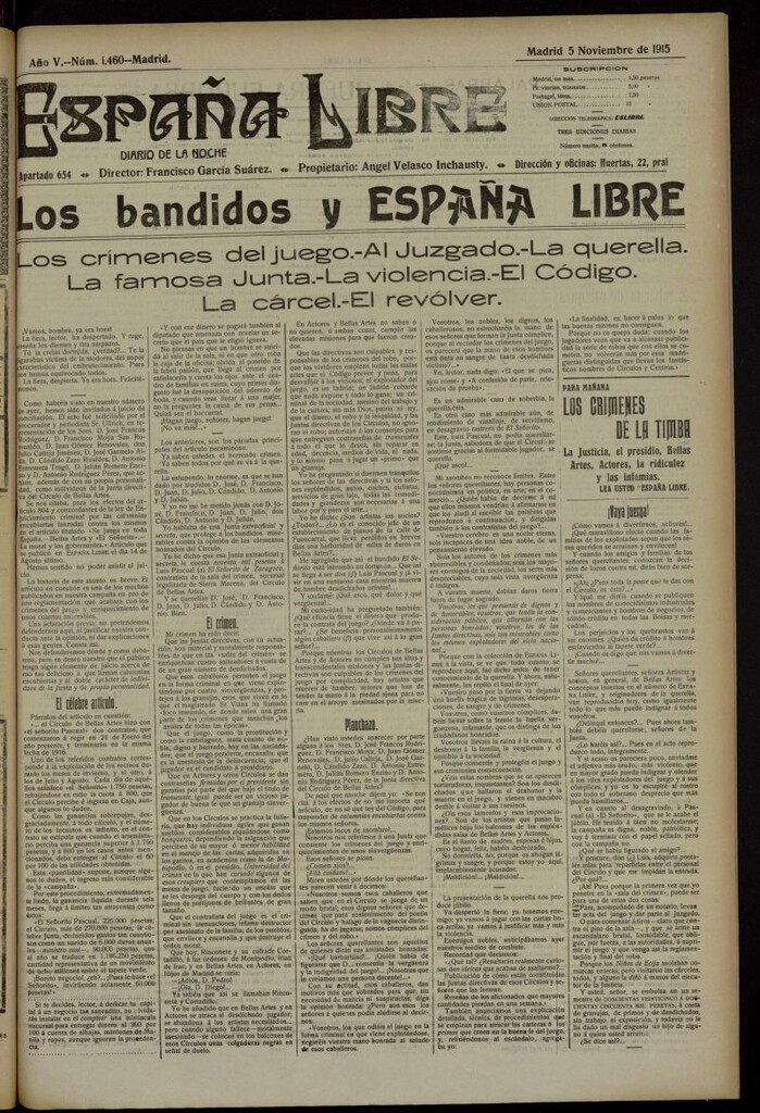 Miniatura de España Libre : Diario de la noche del 5 de noviembre de 1915, nº 1460
