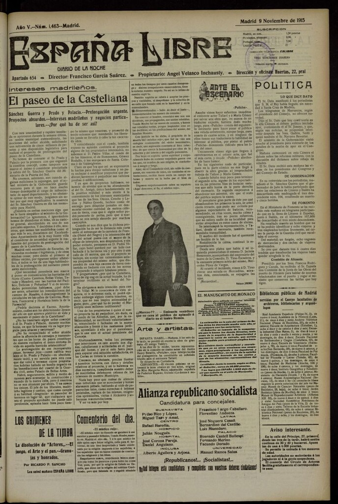 Miniatura de España Libre : Diario de la noche del 9 de noviembre de 1915, nº 1463