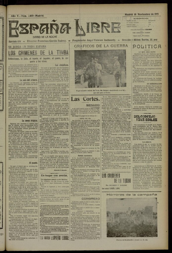 Miniatura de España Libre : Diario de la noche del 16 de noviembre de 1915, nº 1469