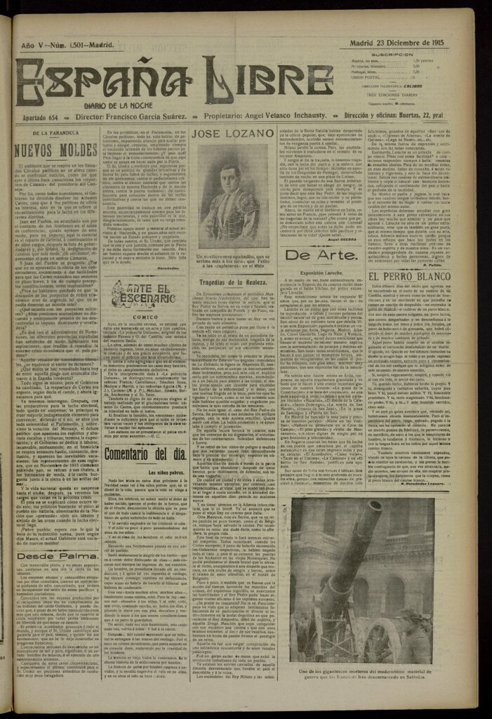 Miniatura de España Libre : Diario de la noche del 23 de diciembre de 1915, nº 1501